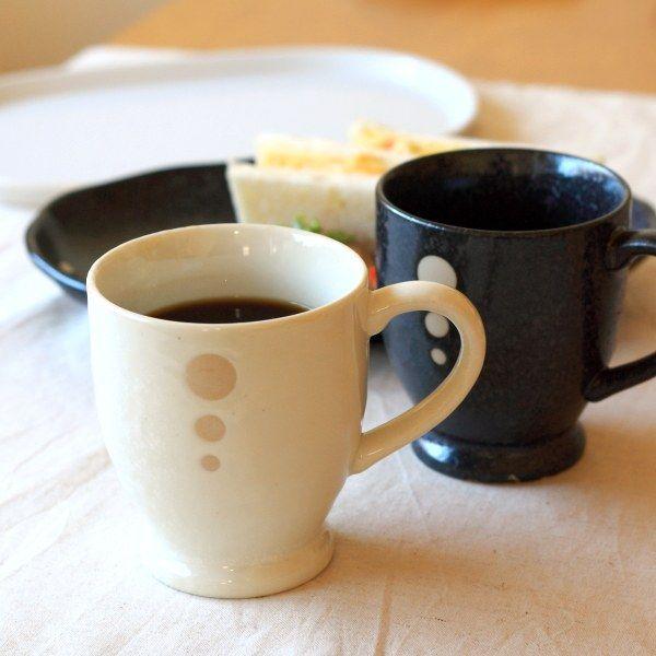 ドット 高台マグカップ 国産 美濃焼 カフェ風コーディネイトにGOOD カップ コップ タンブラー ...