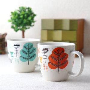 レッドマグカップ【赤い食器 ポーセラーツ コーヒーカップ 朱色 赤色