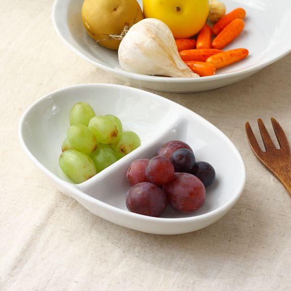 仕切りおつまみトレー 国産 美濃焼 便利に使えるオシャレな仕切り皿 マルチボウル 仕切りボール 白い...