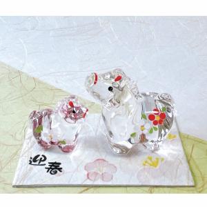 干支 午 ガラス 置物 馬 うま 2026年/ 紅白硝子飾り /粗品 販促 景品