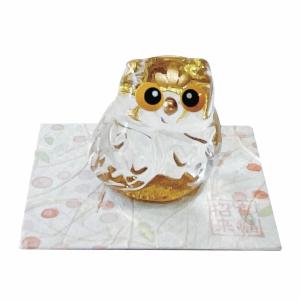ふくろう（小）硝子削り E-10 ガラス 置物 置き物 おしゃれ かわいい 開店祝い フクロウ 梟 ふくろう 不苦労 選挙 合格 幸運 インテリア プレゼント
