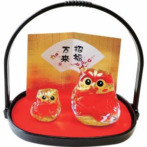 ふくろう 硝子盆削り E-12 ガラス 置物 置き物 おしゃれ かわいい 開店祝い フクロウ 梟 ふくろう 不苦労 選挙 合格 幸運 インテリア プレゼント