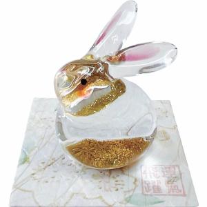 うさぎ（大）硝子削り E-18 ガラス 置物 置き物 おしゃれ かわいい 開店祝い うさぎ ウサギ 兎 耳長うさちゃん 選挙 合格 幸運 インテリア