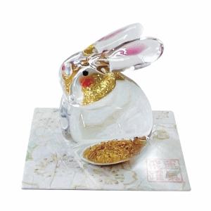 うさぎ（小）硝子削り E-19 ガラス 置物 置き物 おしゃれ かわいい 開店祝い うさぎ ウサギ 兎 耳長うさちゃん 選挙 合格 幸運 インテリア