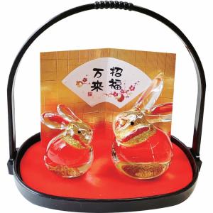 うさぎ 硝子盆削り E-21 ガラス 置物 置き物 おしゃれ かわいい 開店祝い うさぎ ウサギ 兎 耳長うさちゃん 選挙 合格 幸運 インテリア プレゼント