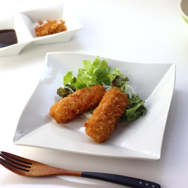 クロススクエアプレート 19.5cm 日本製 美濃焼 パスタ皿 角皿 プレート 大皿 皿 フラット ...