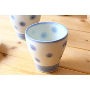 お母さんの水玉焼酎カップ 国産 美濃焼 かわいく爽やかなデザイン 焼酎カップ 水割りカップ オシャレ 陶器製ビアカップ 和食器