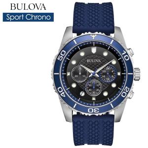 ブローバ 腕時計 BULOVA メンズ 腕時計 スポーツ クロノグラフ Sport Chronograph クオーツ ラバーバンド シルバー ブラック フェイス 100m防水 98A190｜cestjoli-store