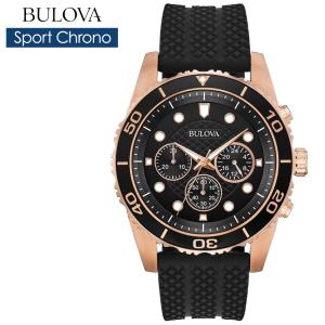 ブローバ 腕時計 BULOVA メンズ 腕時計 スポーツ クロノグラフ Sport Chronograph クオーツ ラバーバンド ローズゴールド ブラック フェイス 100m防水 98A192｜cestjoli-store