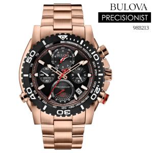 ブローバ 腕時計 BULOVA 時計 メンズ 腕時計 クロノグラフ タキメーター プレシジョニスト 200m防水 Precisionist クオーツ ローズゴールド メタルベルト 98B213｜cestjoli-store