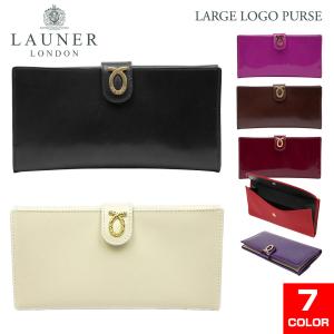 LAUNER LONDON ロウナーロンドン レディース 財布  長財布 フラップ ロングウォレット Large Logo Purse イタリア製カーフレザー ハンドメイド｜cestjoli-store