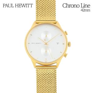 ポールヒューイット 時計 PAUL HEWITT 腕時計 クロノライン Chrono Line メンズ腕時計 メッシュベルト 42mmフェイス ゴールド｜cestjoli-store