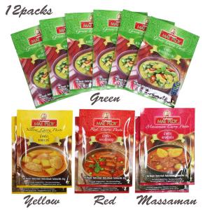 タイカレーペーストセット グリーンカレー イエローカレー レッドカレー マッサマンカレー MAEPLOY （メープロイ） 50g × 12袋