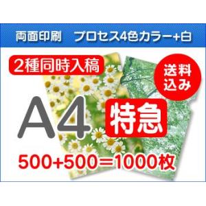 A4クリアファイル印刷【特急便】500枚+500枚=1000枚