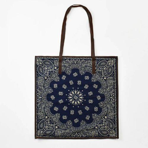 HAV-A-HANK leather canvas PAISLEY BANDANA tote Bag