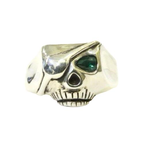 Flash Point JIM SKULL RING SV EYEPATCH EMERALD