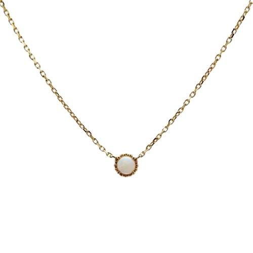 RESOL Milky opal chain necklace SV925(Gold coating...