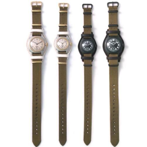 VAGUE WATCH Coussin MIL　khaki　nylon belt