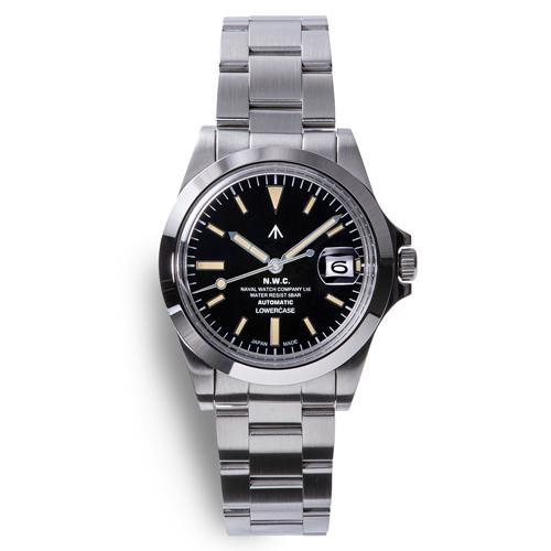 NAVAL WATCH Produced by LOWERCASE・３連メタルブレス自動巻き裏スケ。