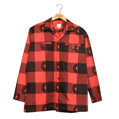 O.K. VINYL BUFFALO CHECK L/S SHIRTS RED #L