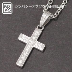 SYMPATHY OF SOUL Gravity Cross Pendant - Silver w/Clear CZ＋Silver Azuki Cha｜cg-store
