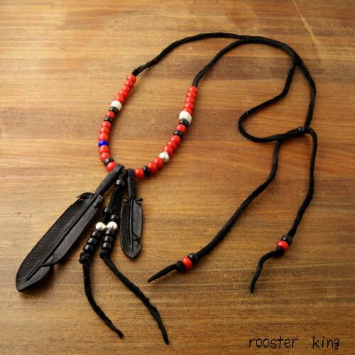 Rooster King &amp; Co.・J.D Black Feather Necklace Red・...