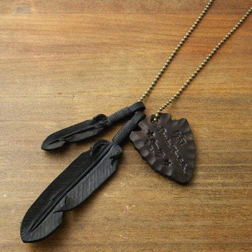 Rooster King &amp; Co. Leather feather necklace ball c...