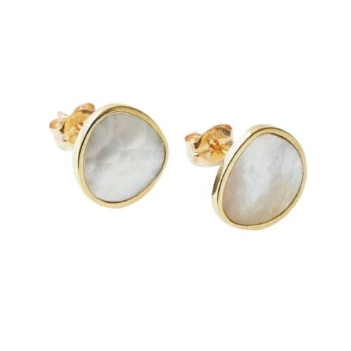 RESOL K10YG mother of pearl pierced earrings