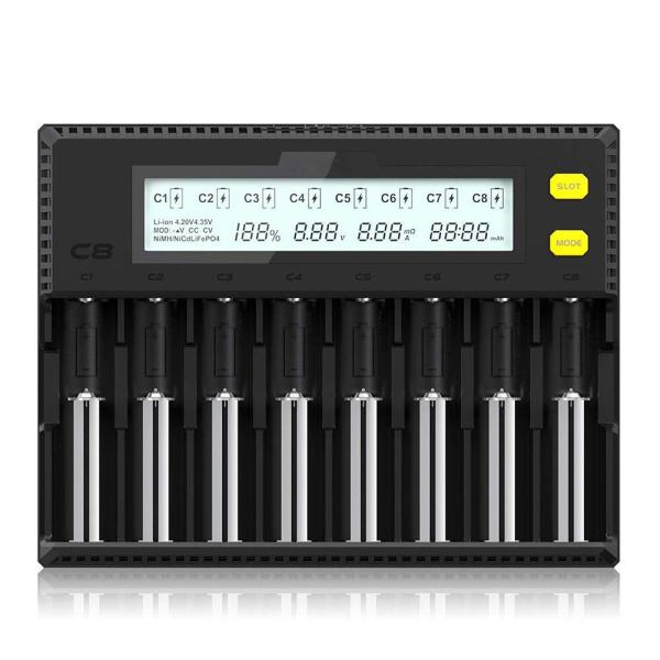C8急速電池充電器 リチウムイオン/ニッケル水素電池/ニカド電池対応 LCD付き 電池容量測定 バッ...