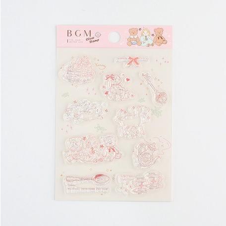 BGM クリアスタンプ アリス・ティータイム 手帳 日記 手紙 くま うさぎ スイーツ