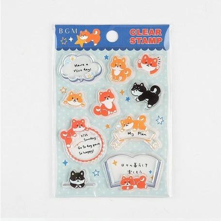 BGM クリアスタンプ メモ柴犬 手帳 日記 手紙