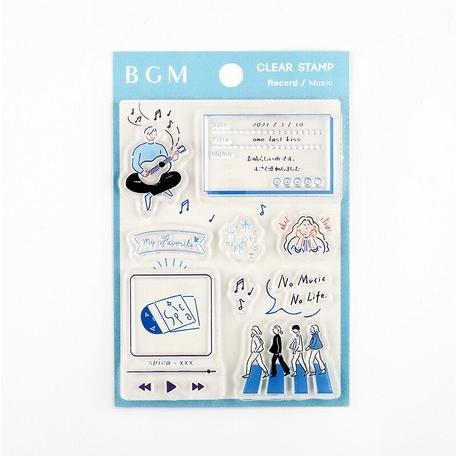 BGM クリアスタンプ  記録・ミュージック  手帳 日記 手紙