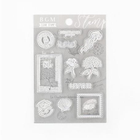 BGM クリアスタンプ レトロ・切手 手帳 日記 手紙