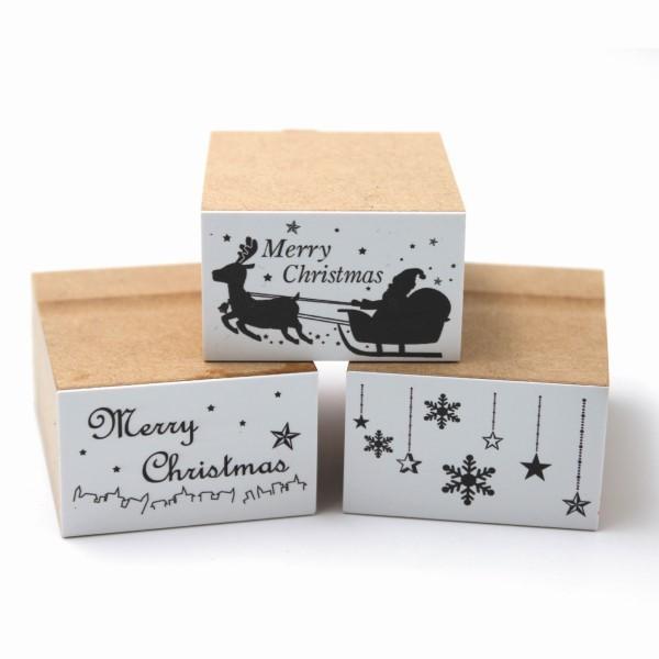 クリスマス イラストはんこ2744 1点選択　サンタ ソリ 星空