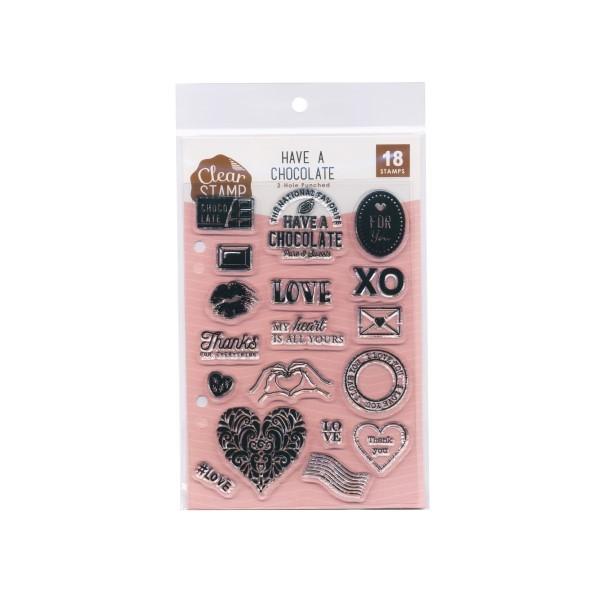 こどものかお クリアスタンプシート　 メッセージ　HAVE A CHOCOLATE