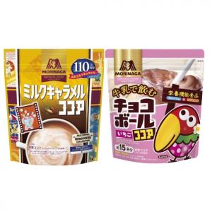 森永製菓 ミルクキャラメルココア 150g + 牛乳で飲む チョコボールいちごココア 180g 各1...
