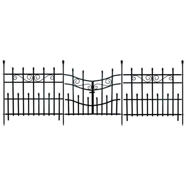 フェンス ガーデンガーデン 門扉付きの柵が作れるロゼッタシステムフェンス 2面＋ゲートセット ブラッ...