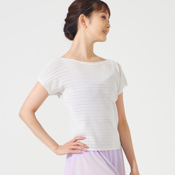 【チャコット 公式(chacott)】【ノーソーイングニット】ボートネックメッシュTシャツ