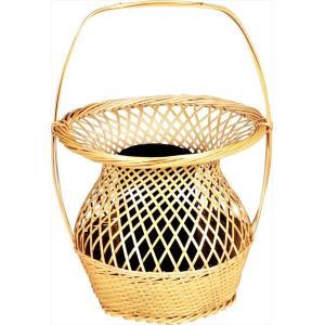 花籠 末広籠 玄々斎好写 （切箔上塗竹入子） (直径34cm×高さ 41cm