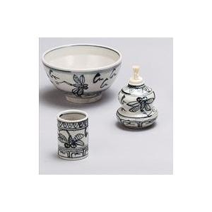 茶道具 茶箱用三点セット 陶器三点セット 陶器三つ揃 紅毛 紅 オランダ