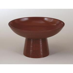 茶道具 菓子器 干菓子器 貴人高杯 摺漆塗り 赤 碌々斎好写し 中村湖彩