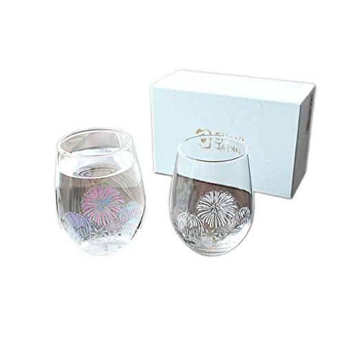 【送料無料】冷感グラス 丸モ高木陶器 冷感花火 フリーグラスペアセット