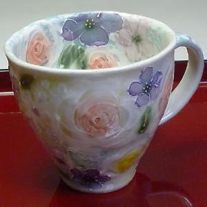 ゆずりは工房　カップ＆ソーサー　青彩ローズ　薔薇　花柄　陶器　瀬戸焼 工房ゆずりは カップ＆ソーサー 平安京花 瀬戸焼 花柄 優しい感性 女性