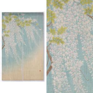 麻のれん 「紫陽花」 おぼろ染めのれん 手織りのれん のれん 本麻 万葉
