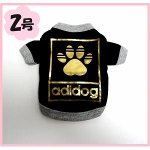 (犬服 ネコポス便)2号Tシャツ(袖あり）　ゴールド肉球　(激安　ドッグウェア Tシャツ)｜chaidee-wanwan