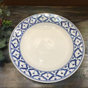 【平皿23cm】 丸皿　お皿 青白食器 盛り皿 陶器　小皿 タイ料理 アジアン料理 タイ雑貨