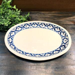 【楕円型お皿26.5cm】 楕円皿　お皿 青白食器 盛り皿 陶器　小皿 タイ料理 アジアン料理 タイ...