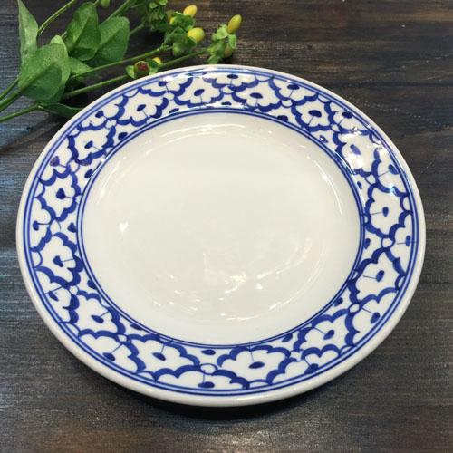 【平皿21cm】 丸皿　お皿 青白食器 盛り皿 陶器　小皿 タイ料理 アジアン料理 タイ雑貨