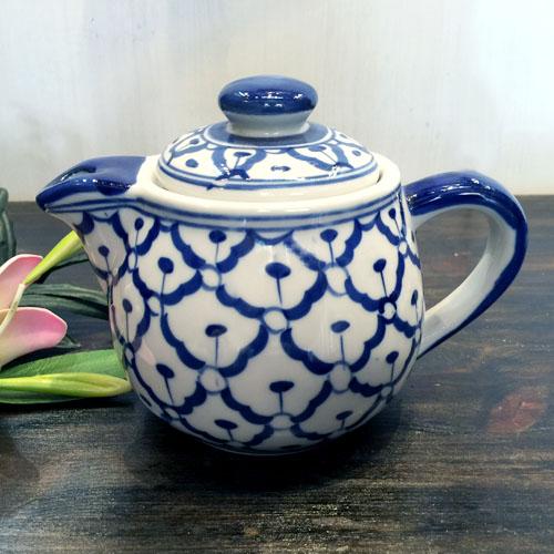 【ポット急須（大）】 急須　ティーポット 青白食器  陶器　タイ料理 アジアン料理 タイ雑貨