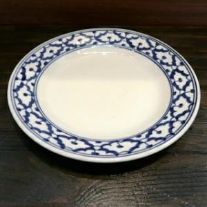 【平皿18cm】 丸皿　お皿 青白食器 盛り皿 陶器　小皿 タイ料理 アジアン料理 タイ雑貨